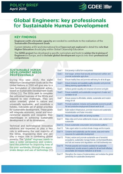 Policy Brief Global Engineers: key professionals for Sustainable Human Development